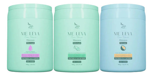 Zap 03 Kit Máscara Argan + Abacate + Óleo De Coco - 3x950g