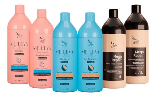 Zap Sh E Cond Kits Biotina + Óleo De Coco + Mega Repair 6x1l