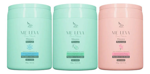 Zap 03 Kit Máscara Babosa + Abacate + Rosa Mosqueta - 3x950g