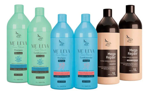 Zap Shampoo E Cond Kits Babosa + Mandioca + Mega Repair 6x1l