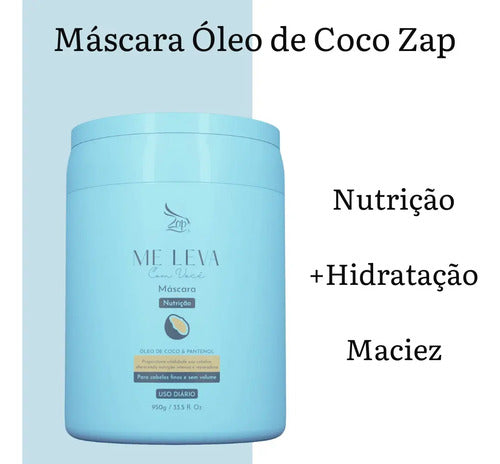 Zap Me Leva Shampoo, Cond/ + Máscara Óleo De Coco E Pantenol Kit Cabelos Finos