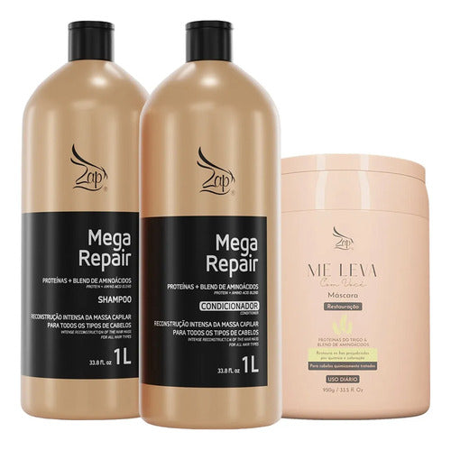 Zap Kit Mega Repair Sh E Cond 2x1l + Máscara Trigo 950g