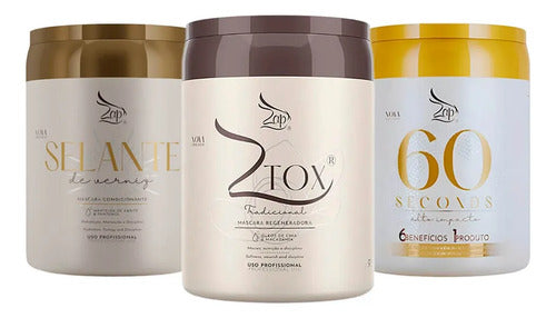 Zap Kit Másc Banho De Verniz + 60 Segundos + Ztox Macadâmia