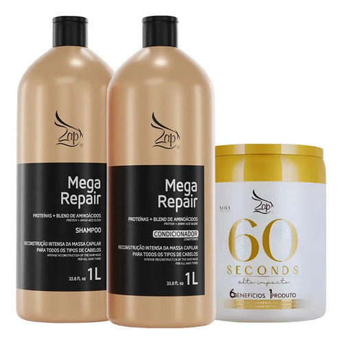 Zap Kit Sh E Cond Mega Repair - 2x1l + Máscara 60 Segundos