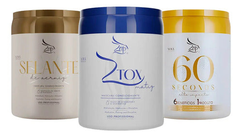 Zap Másc Banho De Verniz + 60 Segundos + Ztox Matiz 3x950g