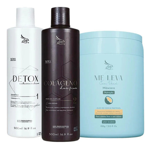 Zap Kit Colágeno Dos Fios 2x500ml + Máscara Óleo De Coco