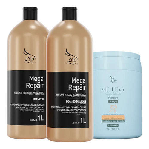 Zap Kit Mega Repair Sh E Cond 2x1l + Máscara Mandioca - 950g